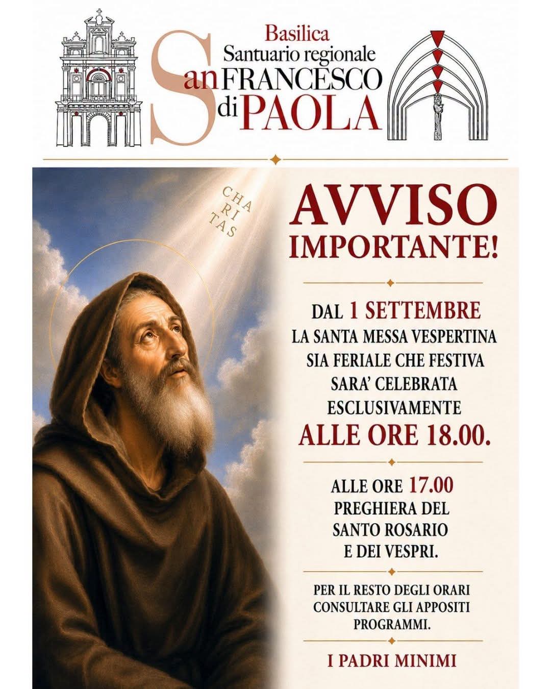 AVVISO CAMBIO ORARIO